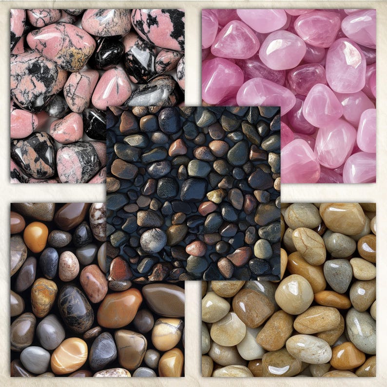 Paper Rocks Colored Tumbled Stones Digital Paper: Realistic Rock Textures (JPG, 12x12) - Etsy