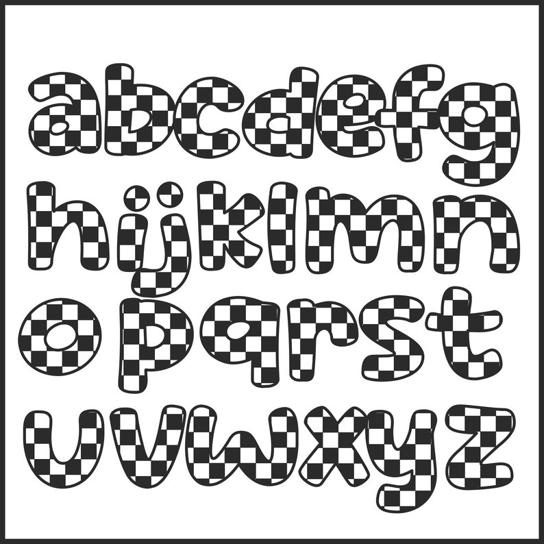 Checkered Alphabet Letters and Numbers Classroom Decor Sublimation