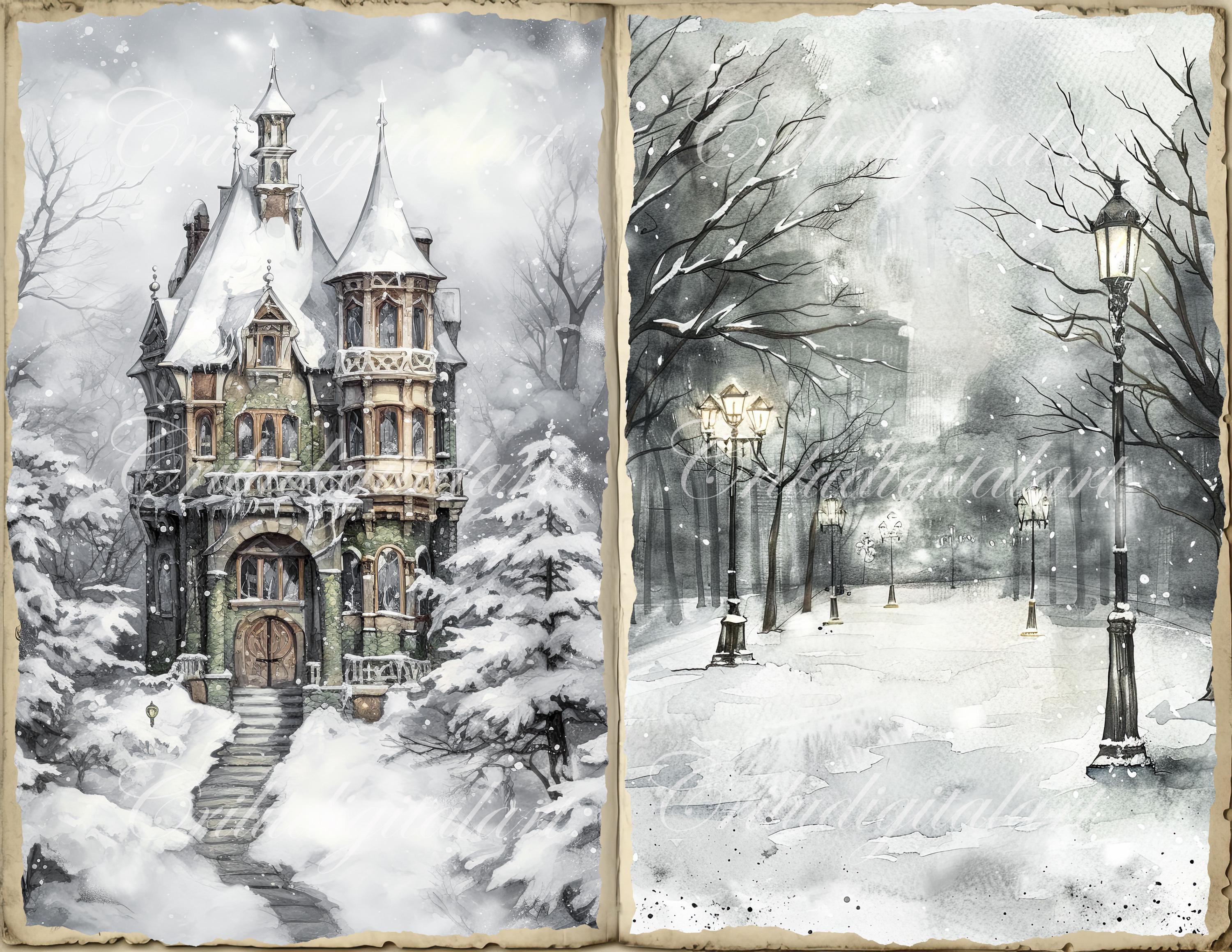 Victorian Winter Junk Journal Pages, Snowy Ephemera (digital Download ...