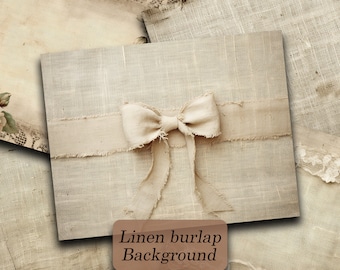 Shabby Chic Linen Background,Classic Beige Burlap Paper,Elegance French Lace Backdrop,Rustic Juta Folio Set,Floral Warm Color Journal Kit