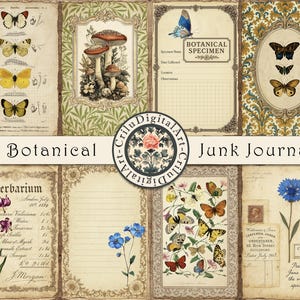 Botanical Junk Journal Kit, Victorian Digital Paper, Herbs Junk Journal Supplies, Scrapbook Ephemera Set, Printable Collage Sheet