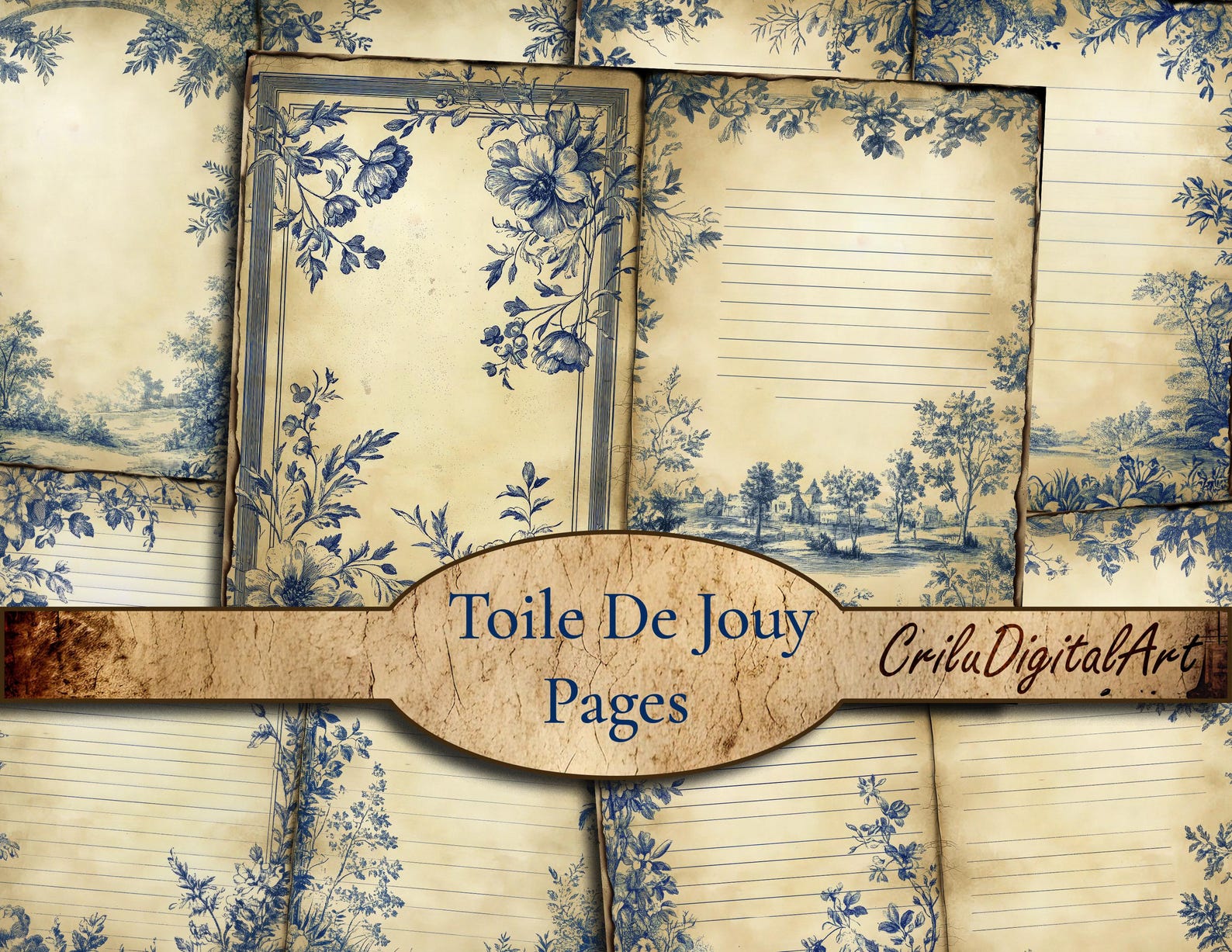 Vintage Toile De Jouy Junk Journal Printable,french Toile Journal ...