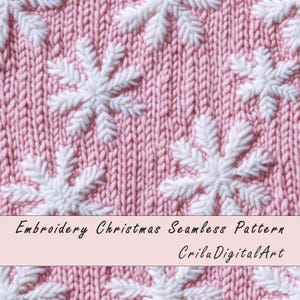 Modèle sans couture de Noël de broderie flocon de neige de fond rose, papier cadeau de Noël rose, motifs au crochet de Noël, usage commercial