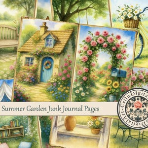 Junk Journal Kit | Summer Garden Pages | Printable Floral Paper | Cottagecore Journal | Digital Ephemera | Scrapbook Supplies | Crafts