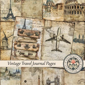 Vintage Travel Journal Pages & Scrapbook Diary Ephemera for Adventure Scrapbooking with Junk Journals and Travelers Notebook Inserts