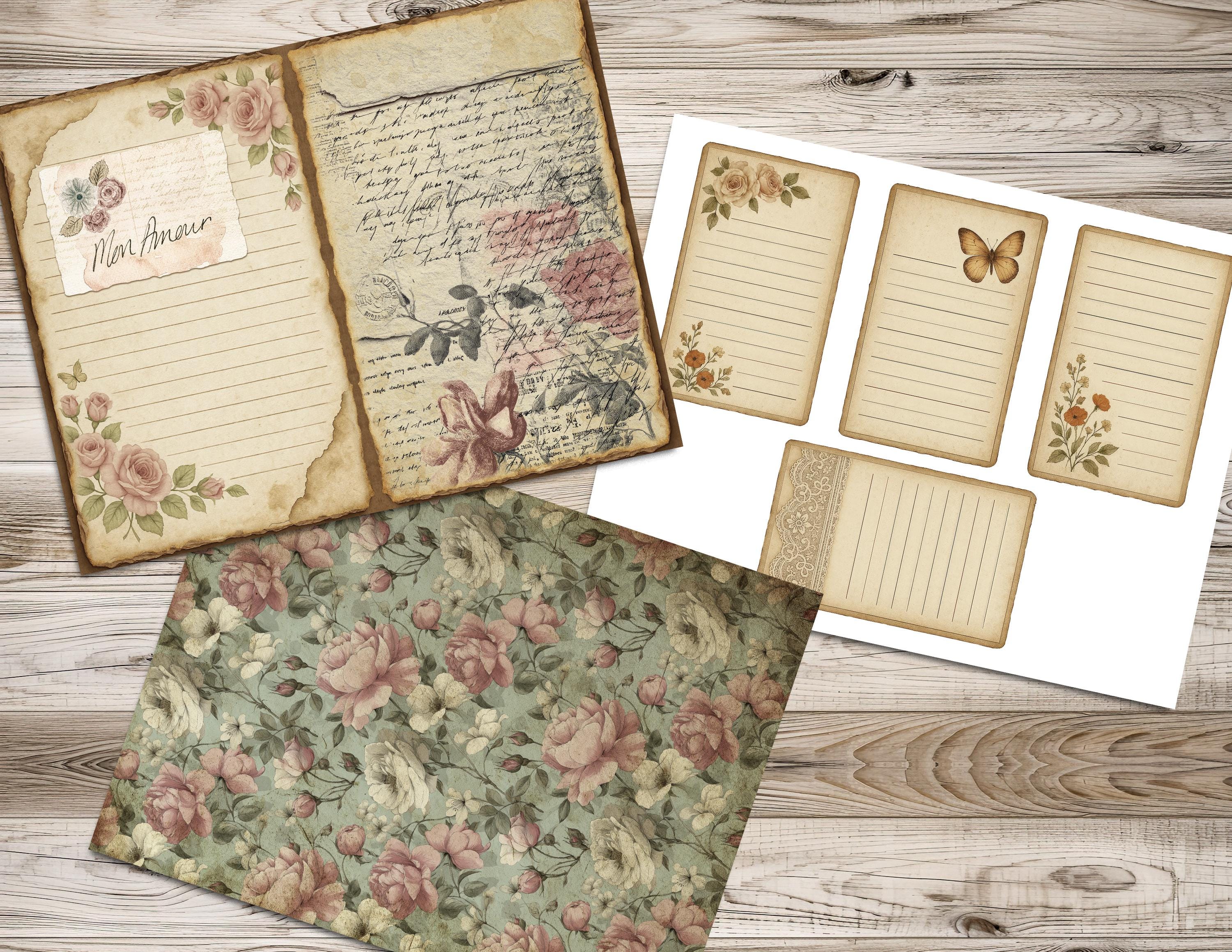 Romantic Junk Journal Kit, Shabby Chic Digital Paper, Vintage Floral ...