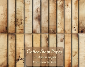 Coffee Stained Paper Scrapbook Album Kit Grunge Paper Printable Background Decoupage Papers For Junk Journal Folio Kit