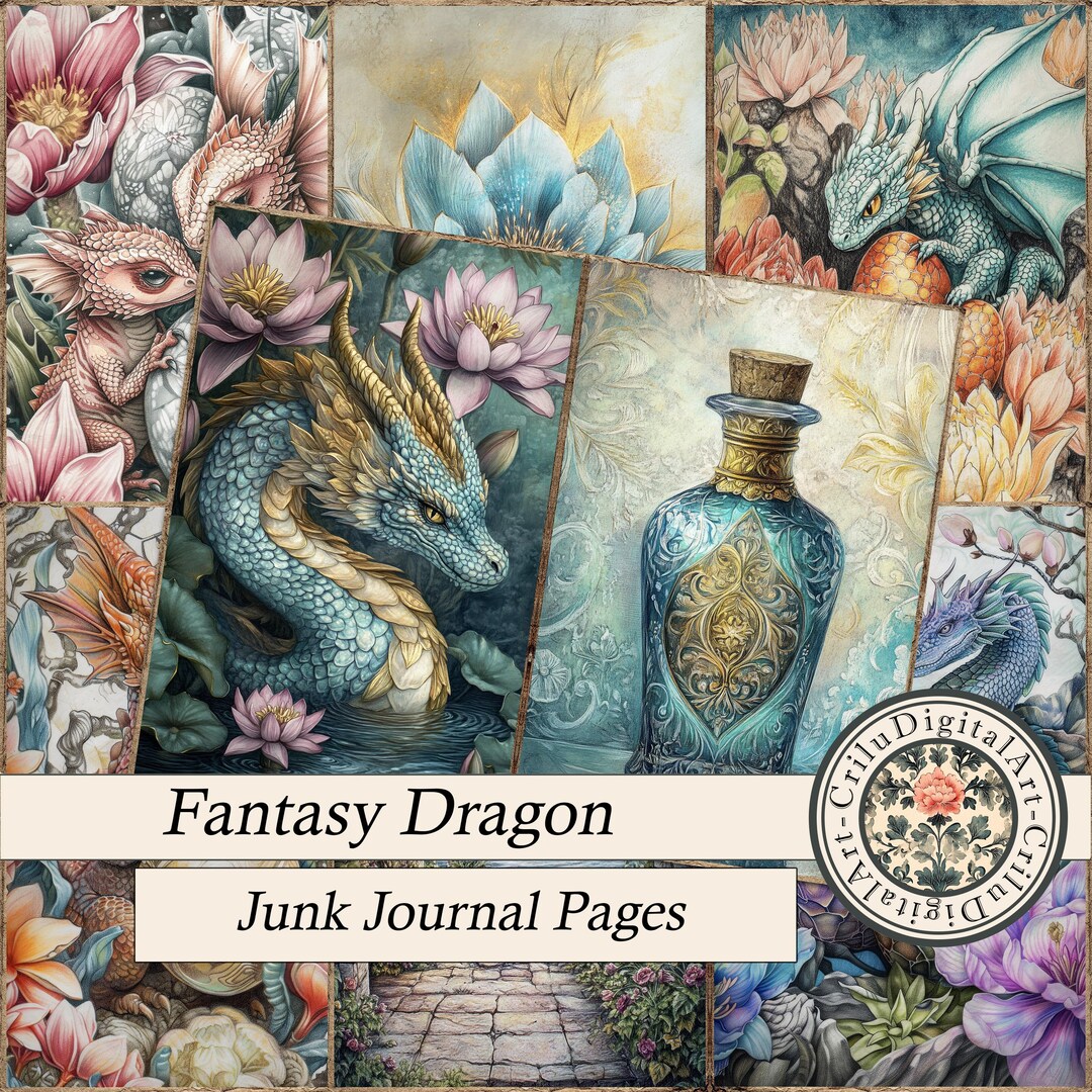 Baby Dragon Junk Journal Kit: Fantasy Dragon Egg Printable Pages ...