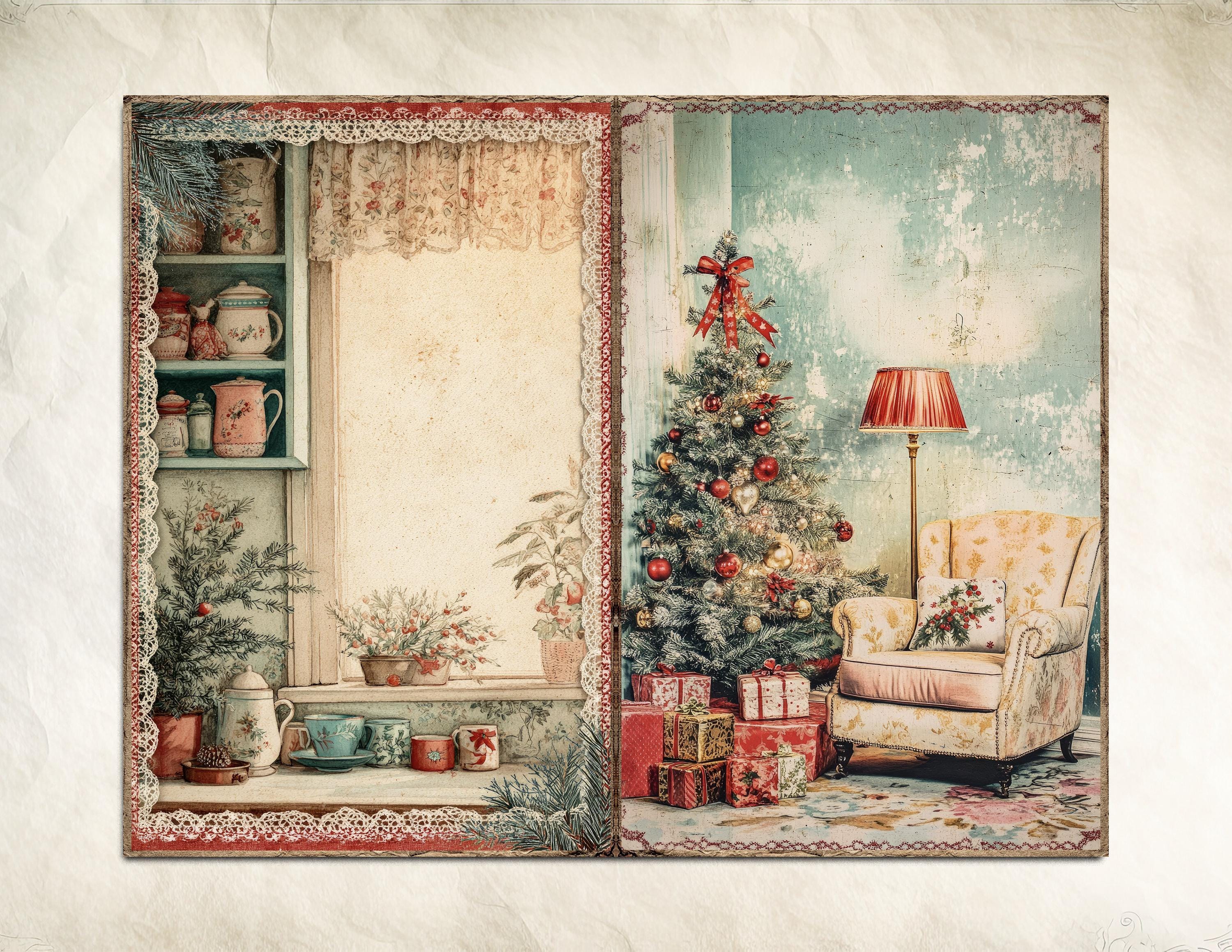 Retro Christmas Junk Journal Kit Printable Vintage Ephemera Pages ...