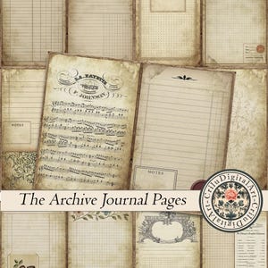 Pagine di diario vintage stampabili, pacchetto di carta invecchiata grunge, fogli di registro e materiale effimero, kit di scrittura per album di ritagli antichi da scaricare