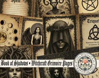 Dark ästhetik Buch der Schatten Seiten druckbar Gothic Grimoire Junk Journal Ephemera Hexerei Zauberpapier Wicca Ritual Sheets Set