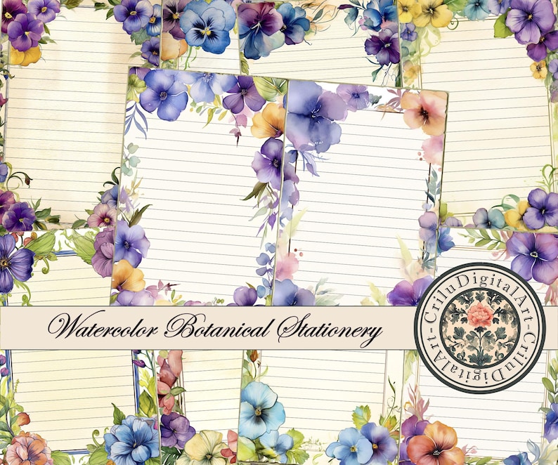 printable-junk-journal-pages-floral-writing-paper-watercolor-pansy
