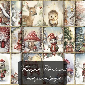 Fairytale Christmas junk journal kit, Christmas collage printable, digital Christmas kit, printable collage paper