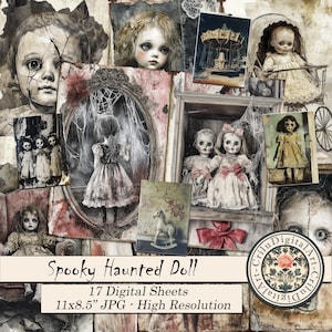 Haunted Doll Junk Journal Kit, Vintage Gothic Halloween Ephemera, Creepy Nursery Pages, Spooky Printable Paper, Distressed Antique Aesthetic