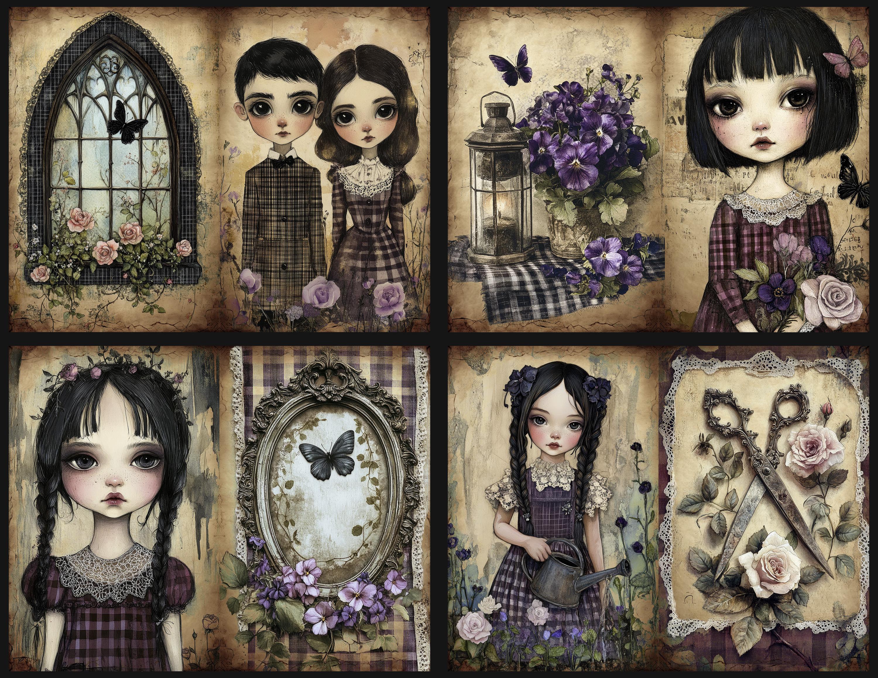 Gothic Spring Junk Journal Pages | Vintage Floral Printable Kit | Dark ...