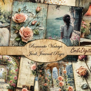 Romantisches Vintage Cottagecore Junk Journal Seiten, Viktorianischer Garten und Cottage Digitales Ephemera Kit, Rustikale druckbare Kunst