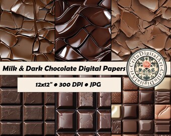 チョコレートテクスチャデジタルペーパーパック、スクラップブッキング用背景（デジタルダウンロード）