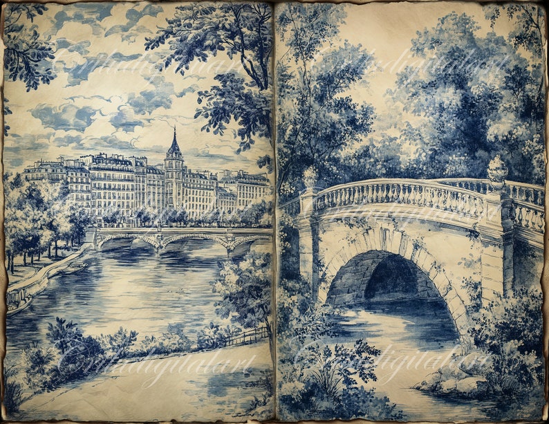 Vintage Toile De Jouy Junk Journal Printable,parisian Art Journal ...