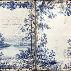 Vintage Toile De Jouy Basic Junk Journal Printable,french Toile Journal ...