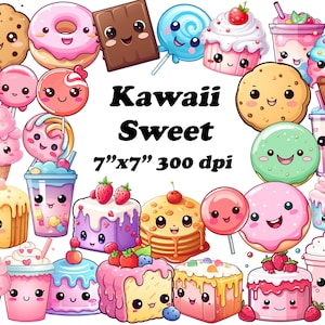 Kawaii dulce clipart, imágenes prediseñadas y pegatinas para niños, dulces png para kawaii memo png, descarga instantánea