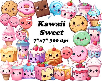 Kawaii Sweet Clipart: Kids Stickers, Memo PNG (Instant Download)