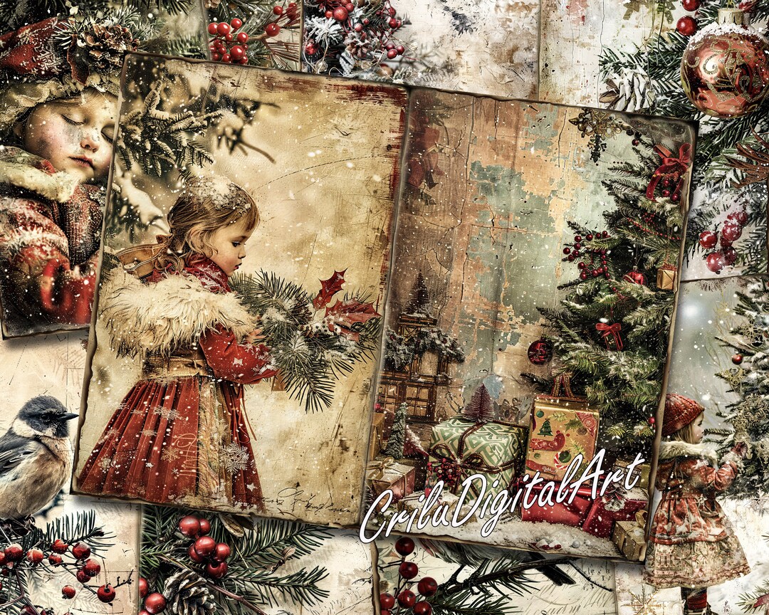 Vintage Christmas Junk Journal Kit, Holiday Ephemera (digital Download ...
