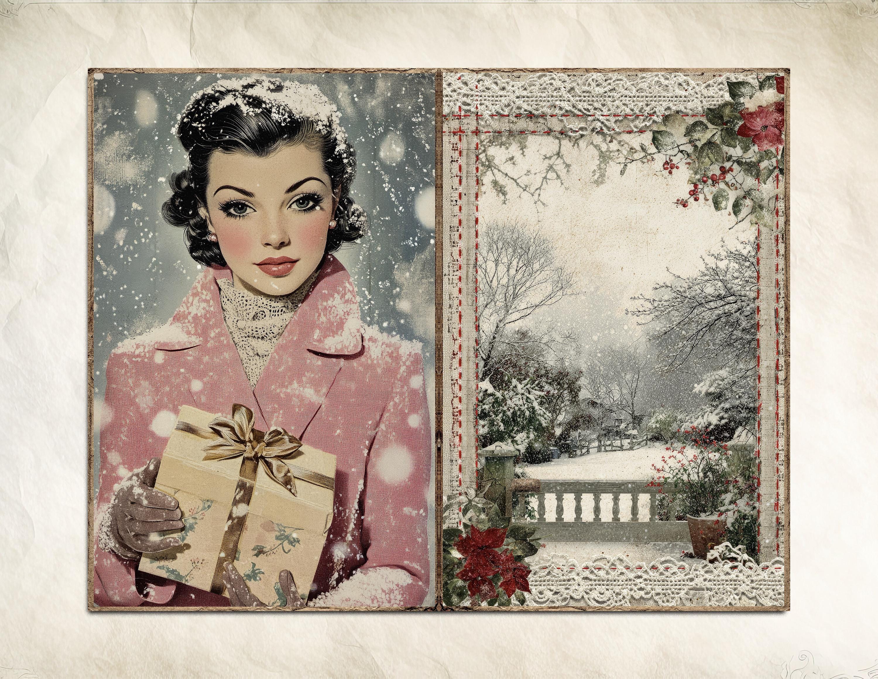 Retro Christmas Junk Journal Kit Printable Vintage Ephemera Pages ...
