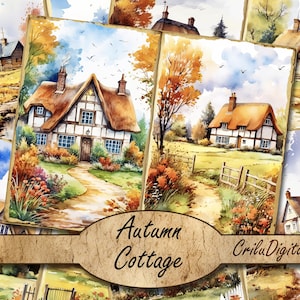 Autumn Cottage Junk Journal, Cozy Fall Countryside Printables, Digital Fall Scrapbook Kit, Warm Watercolor Pages, Cottage Garden Ephemera