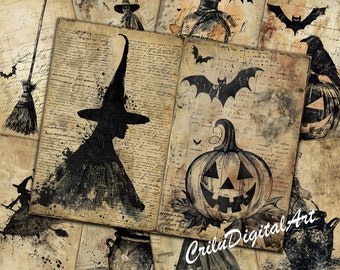 Vintage Book of Shadows, Grimoire Journal Kit (Digital)