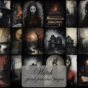 Gothic junk journal pages, book of shadows printable, gothic book ornaments, goth digital journal