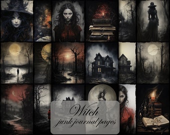 Gothic Witch Junk Journal Pages, Book of Shadows Printable (Digital Download)