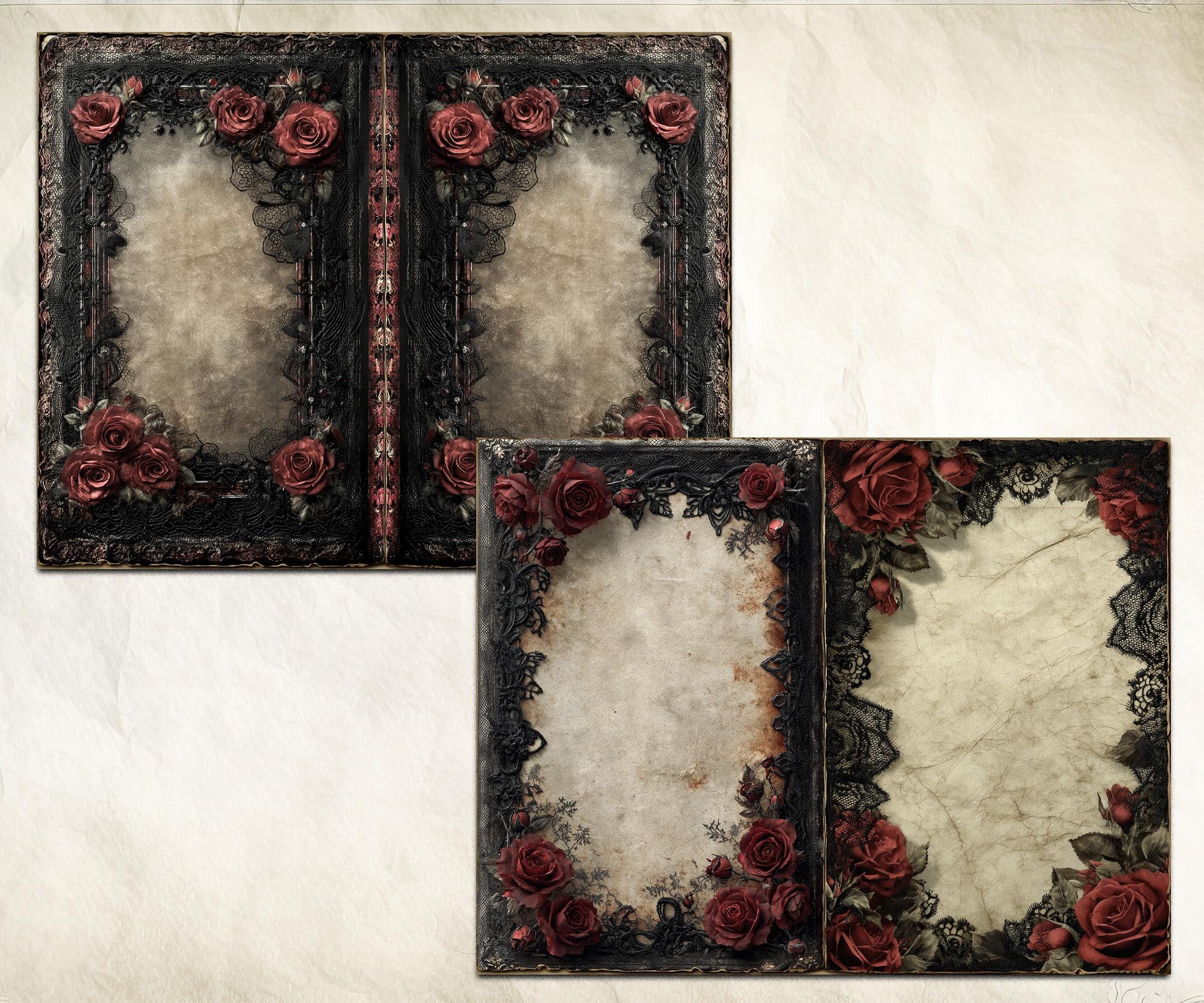 Gothic Junk Journal Printable Kit With Red Roses and Black Lace ...