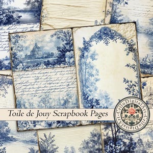 Vintage Toile De Jouy Basic Junk Journal Printable,French Toile Journal Insert,Something Blue Digital Kits,Toile Scrapbook Papers