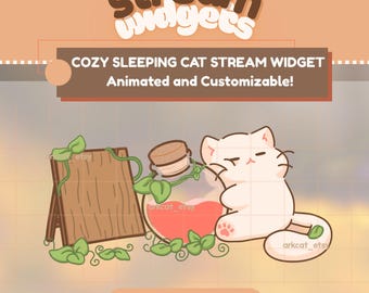 Gemütliche weiße Katze Animierte Stream Widget | Twitch OBS Overlay