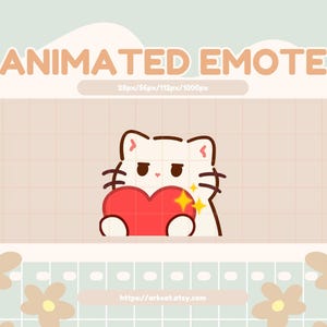 Animated Heart Hug Emote – Cute White Cat Embracing with Love for Twitch, Discord, and YouTube