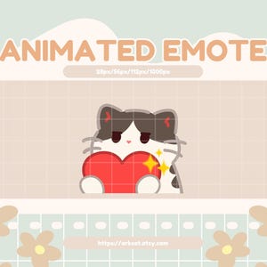 Animated Cat Heart Hug Emote: Twitch, Discord, YouTube (GIF Digital Download)
