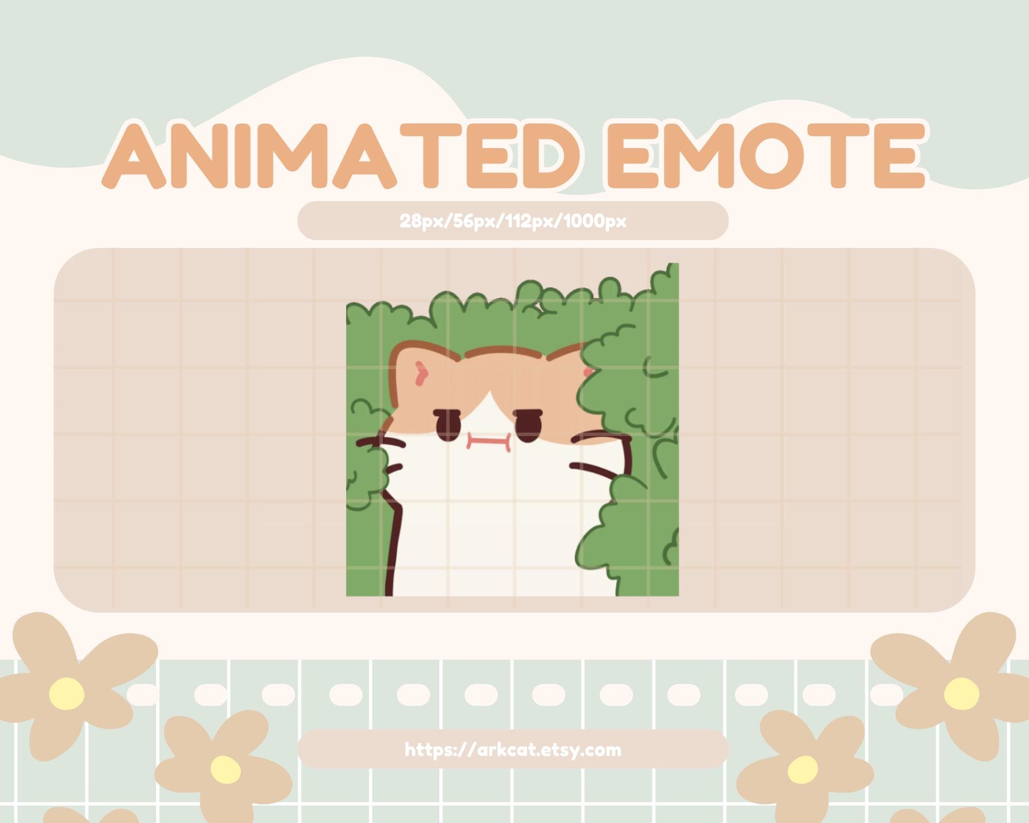 Animated Cat Bush Emote – Orange White Hiding Meme (GIF) - Etsy