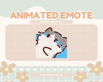 Geanimeerde emote huilende kat: verdrietig grijs katje voor Twitch, Discord, YouTube (digitale download)