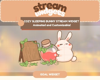 Cozy Bunny Animated Stream Widget | Twitch OBS Overlay (ZIP File)