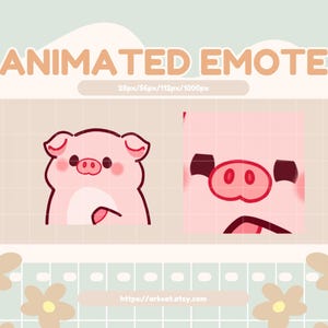 May include: Animated emote of a pink pig with a surprised expression. The pig has small, black eyes, a pink snout, and a small, pink tongue sticking out. The emote is available in various sizes, from 28 pixels to 1000 pixels.