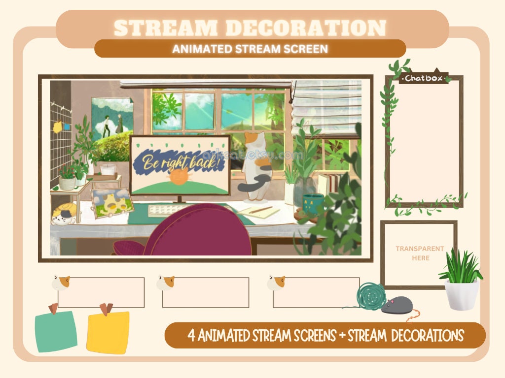 ANIMATED STREAM SCREENS Lofi - Cozy Stream Overlay / for Twitch, Vtuber ...