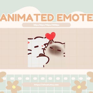 Animerad kramkatt-emote: Vit och siamesisk katt Twitch/Discord-ström (digital GIF-nedladdning)