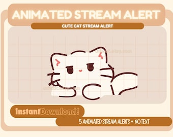 Stream Cat Alert | White Cat | Animated | Twitch | YouTube | OBS | Discord