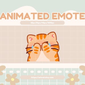 Animated Crying Orange Tabby Cat Emote: Twitch, Discord, YouTube (GIF Digital Download)