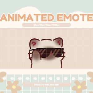 クールな絵文字 - サングラスをかけたシャム猫のアニメーション、TwitchとDiscordの絵文字、ストリーミング猫GIF、かわいいクールな猫の絵文字