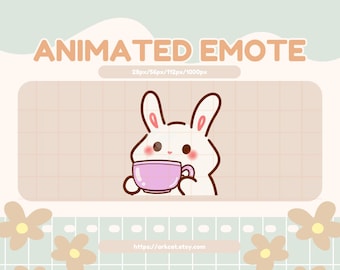 Bunny Coffee Emote – Cute Rabbit Sipping Coffee Animated emote for Twitch, Discord, and YouTube