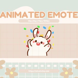 Celebrating Bunny Emote – Happy Jumping Bunny with Confetti for Twitch, Discord, YouTube
