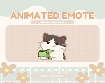 Emote animado de gato presumido contando dinero: Twitch, Discord, YouTube (descarga digital GIF)