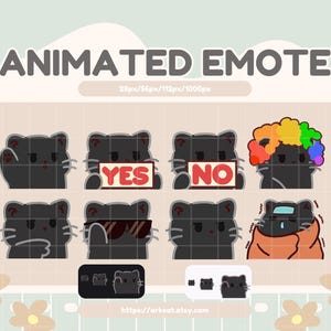 Animated Black Cat Emote Pack | 8 Cute Emotes for Twitch, Discord, and Streamers | Instant Download, Ready to Use