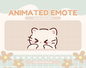 Shy White Cat Animated Emote for Twitch/Discord/YouTube (Digital Download)
